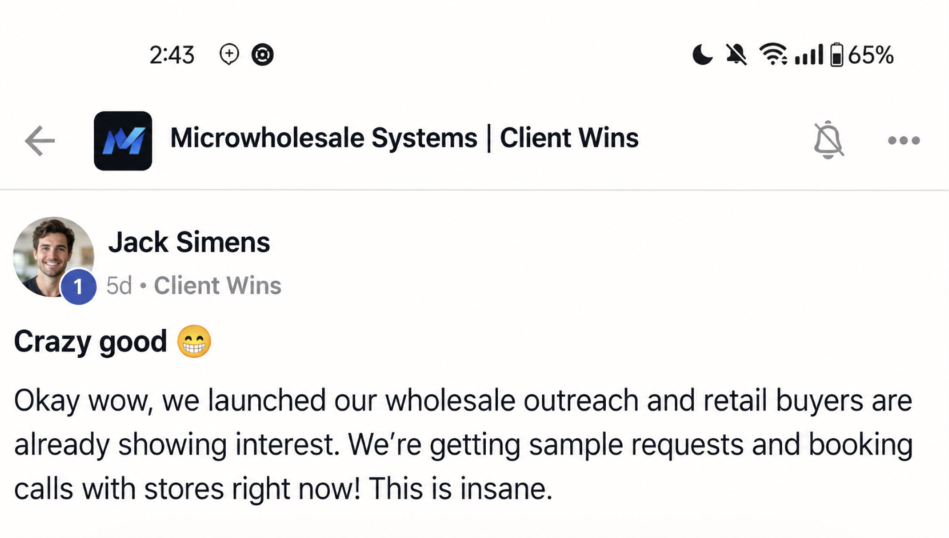 Jack Simens shares new retail buyer interest and sample requests