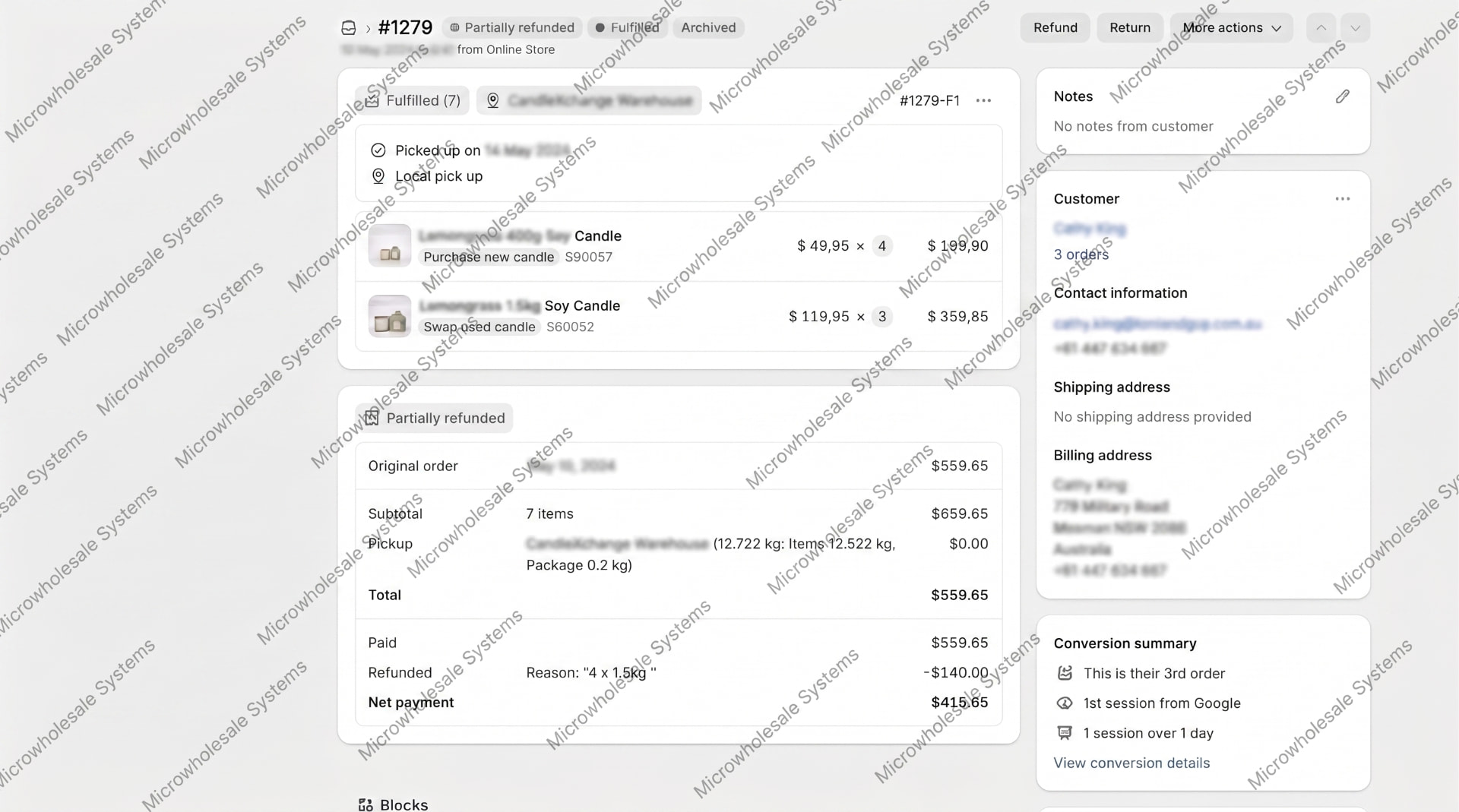 Repeat wholesale account placing a third order